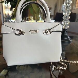 GUESS Mini White Bag with Silver Accents